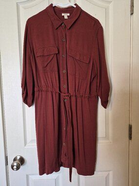 a.n.a. Button Down Brown Dress